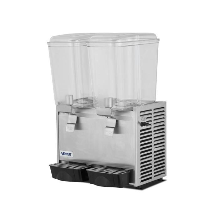 Dispensadora de jugos VJ-182 vista frontal lateral en acero inoxidable