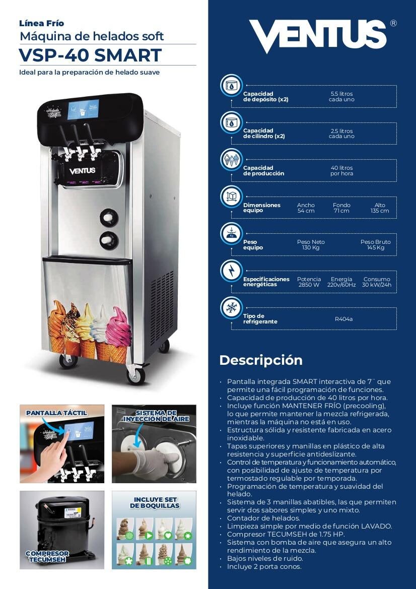 Equipo VSP-40 Smart con 3 manillas para dos sabores y mixto