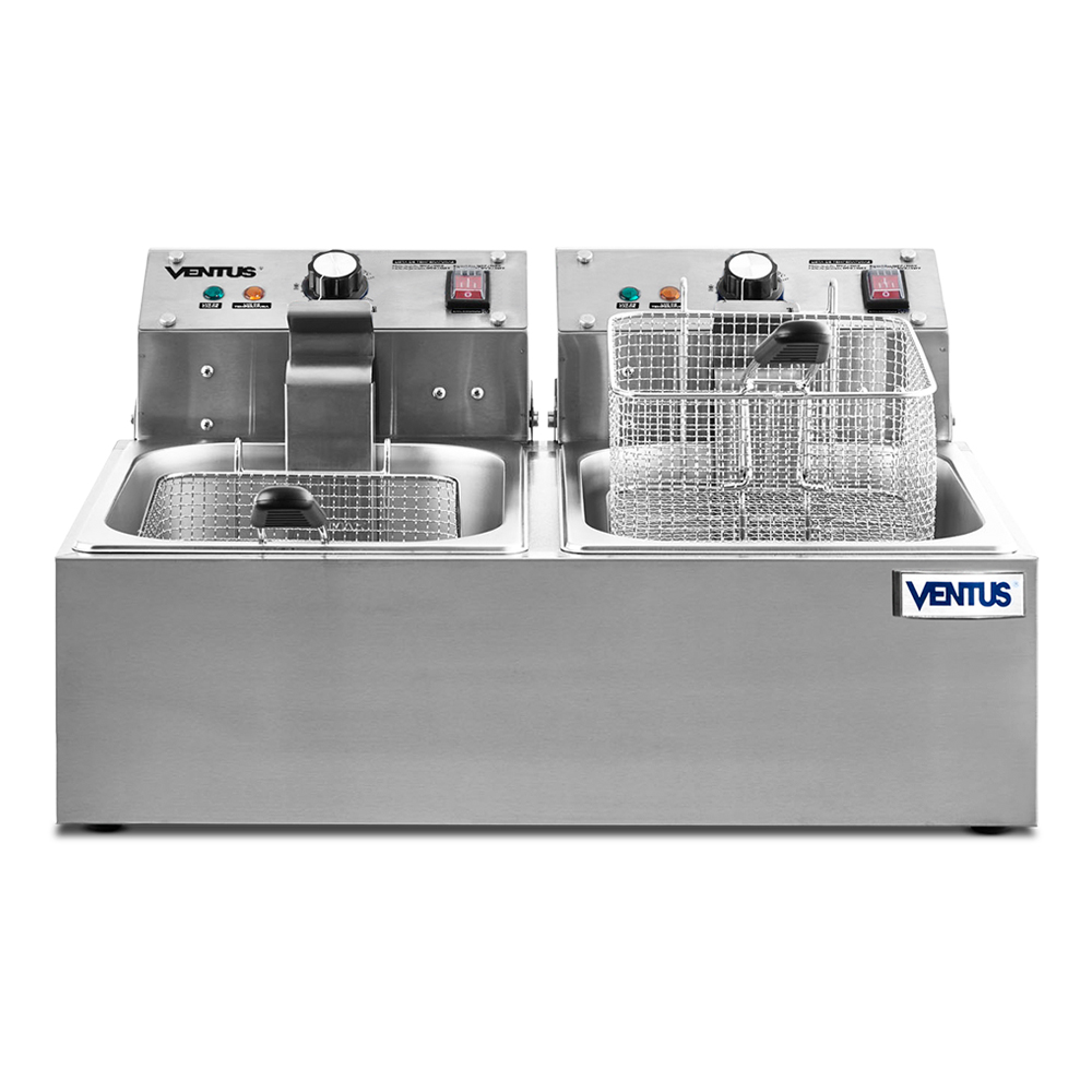 Freidora Eléctrica Ventus VFS-062 doble de sobremesa, vista frontal