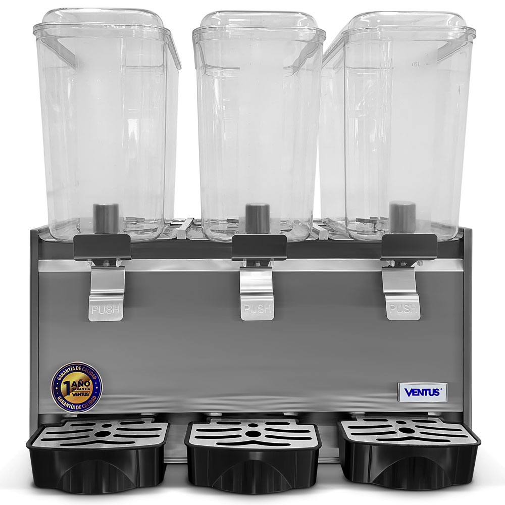 Dispensadora de jugos Ventus VJ-183 3 tolvas vista frontal