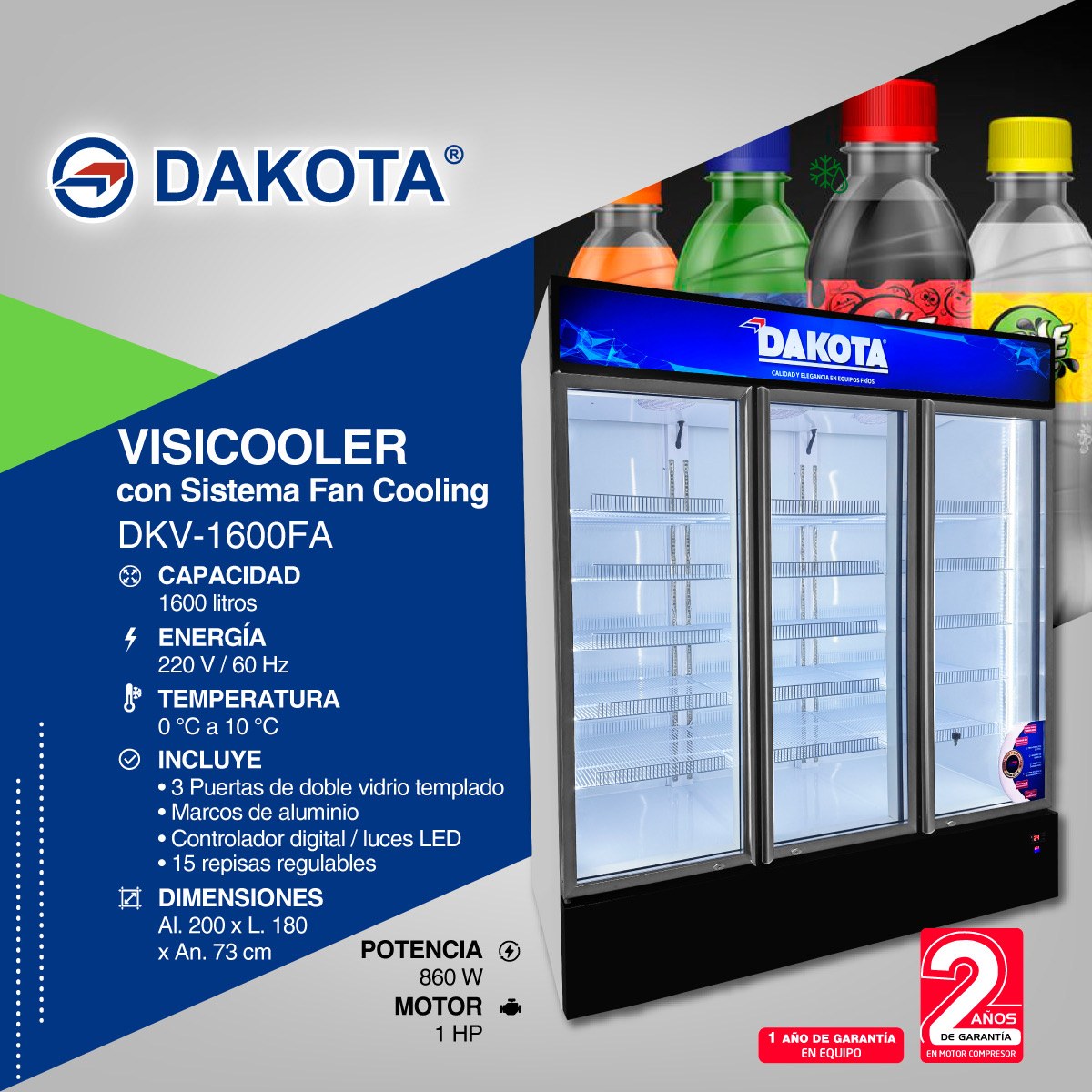 Ficha técnica del visicooler Dakota DKV-1600FA
