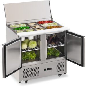 Mesa ensaladera Ilumi SLD-2SD de 300 litros en acero inoxidable