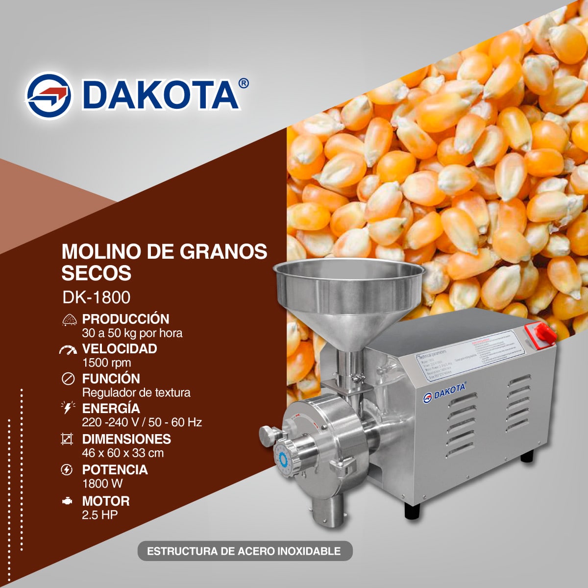 Molino de Granos Dakota DK-1800 ficha o flyer tecnico